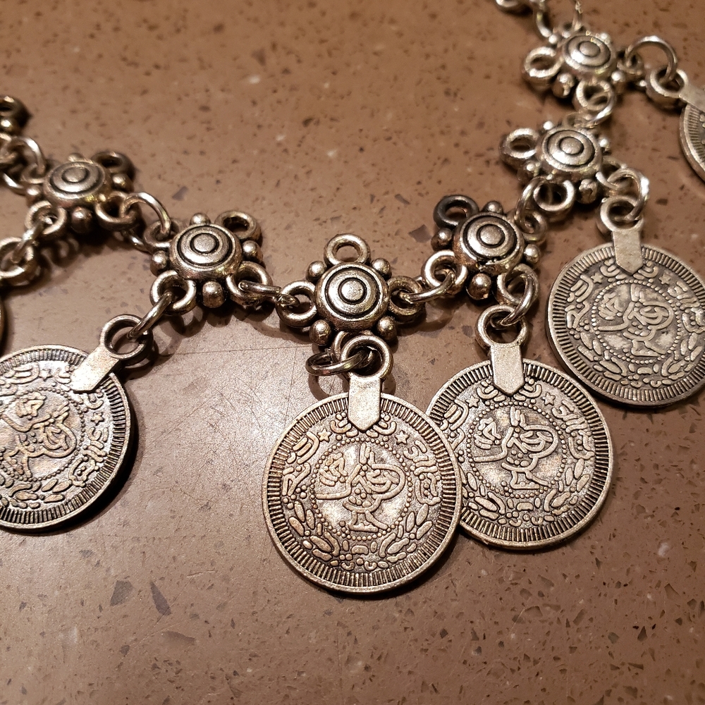 Antique silver coin ankle bracelet - Picture 2 of 6